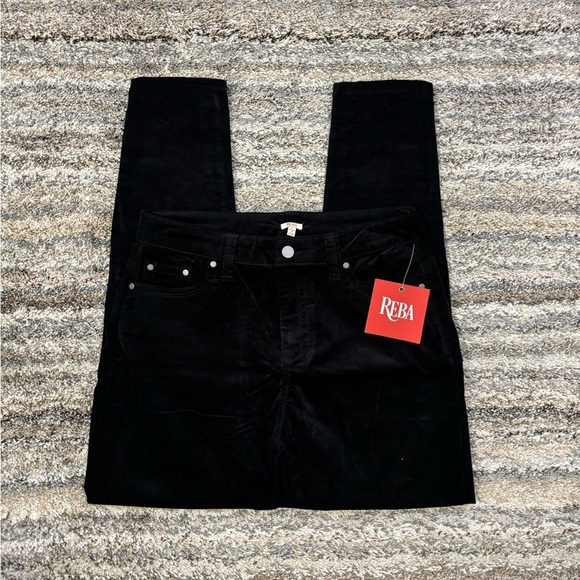 Reba Corduroy Mid Rise Skinny Jeans Sz 6 NWT | Reba Black Corduroy Skinny Jeans- - Picture 1 of 11